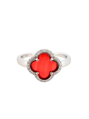 RED CLOVER SILVER RING