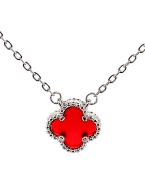 RED CLOVER SILVER NECKLACE