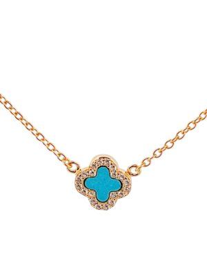 TURQUOISE MICRO-TREBROL GOLD NECKLACE