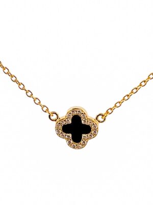 BLACK MICRO-TREBOL GOLD NECKLACE
