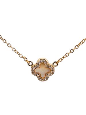 WHITE MICRO-TREBOL GOLD NECKLACE